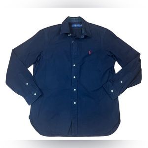 Ralph Lauren Men's Size L Flannel Button Down Shirt Long Sleeves Navy Blue